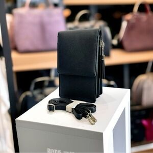 Women’s Small Black PU Leather Crossbody Mini Messenger Bag Wallet NWOT